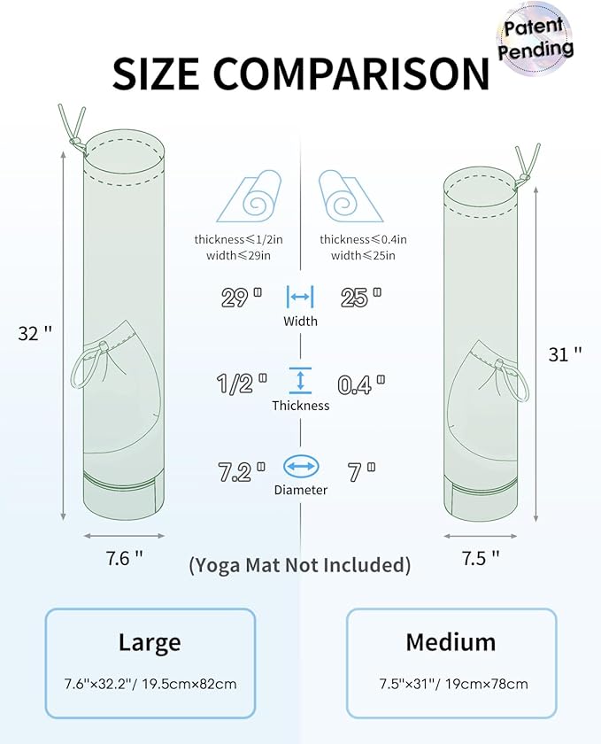 sportsnew Yoga Mat Bag with Water Bottle Pocket and Bottom Wet Pocket, Exercise Yoga Mat Carrier Multi-Functional Storage Bag, Patent pending