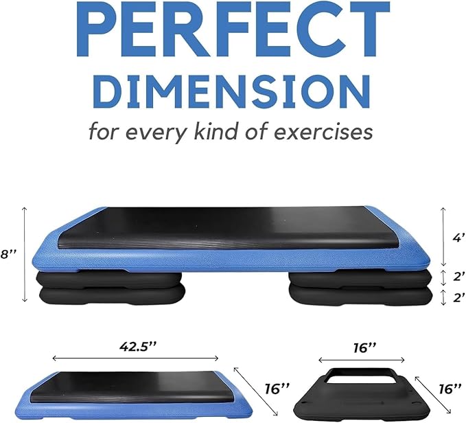 Yes4All Adjustable Workout Aerobic Exercise Step Platform Health Club Size with 4 Adjustable Risers Included and Extra Risers Options