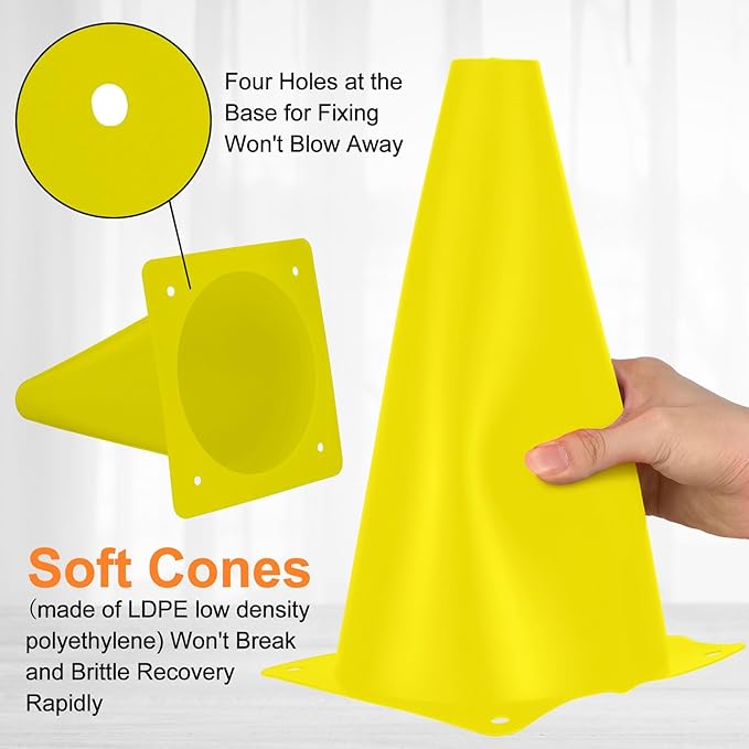 30 Pieces 9 Inch Traffic Cones Plastic Sport Agility Training Safety Cones Soccer Practice Equipment for Basketball Football Drills Exercise, Outdoor Activity and Events