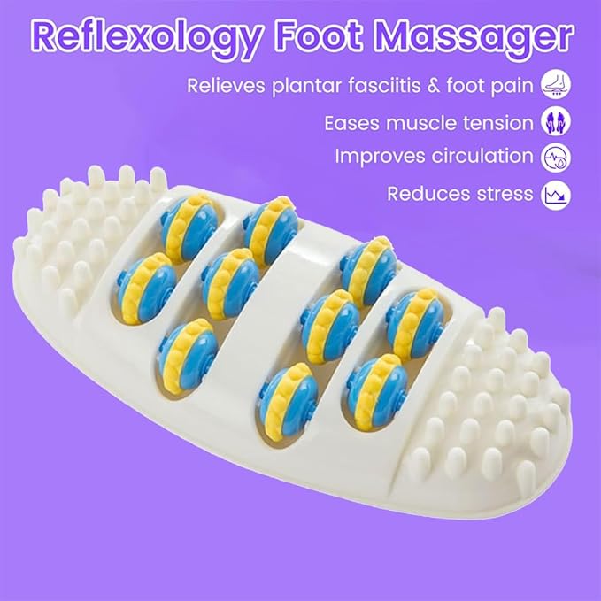 2025 New Foot Massager Roller for Plantar Fasciitis Relief, Dual Foot Acupressure Therapy for Pain Relief, Stress Relief and Improved Circulation, Portable Reflexology Tool for Home and Office Use