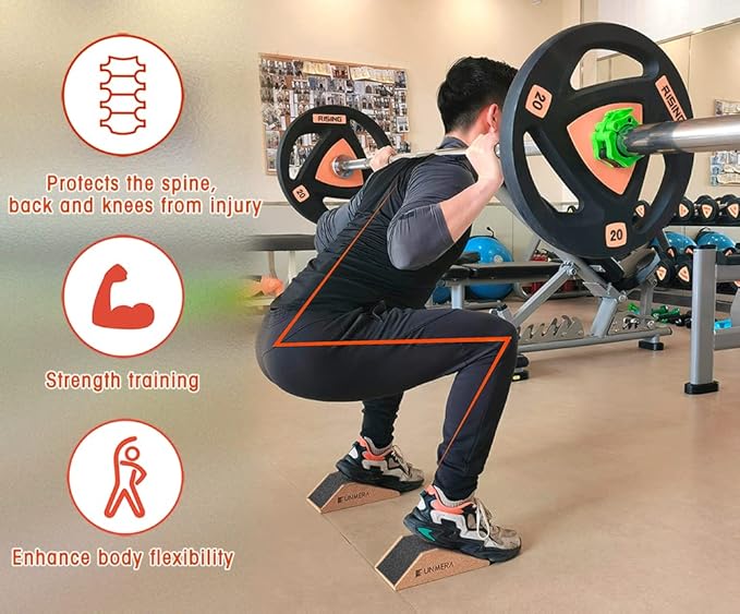 UNMERA Squat Wedge Block 2PCS Non Slip Professional Ramp, Platform for Heel Elevated Squats and Calf Raises