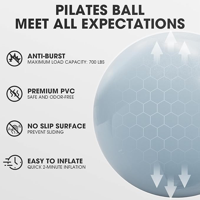 PAETA Pilates Ring Set – 14” Magic Circle (38 lbs Resistance), 9.8” Pilates Ball, 5 Resistance Bands, and Exercise Guide Included for Home Workouts