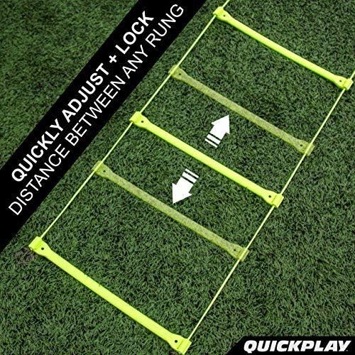 QuickPlay PRO No Tangle Agility Ladder with Quick Lock Adjustable Flat Rungs + Carry Bag (11-Rung) Multi-Sport Speed Training Ladder