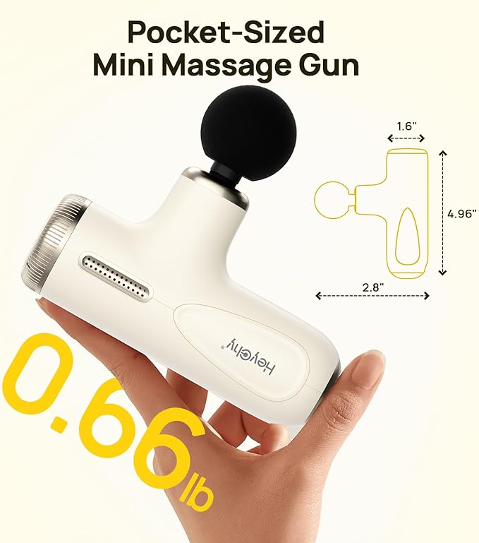 Super Mini Massage Gun Deep Tissue, Muscle Massager with 4-10mm Amplitude & 4 Heads, Portable Handheld Massager, Perfect Gifts for Athletes, Pain Relief at Home, Gym, Travel, Gym, White