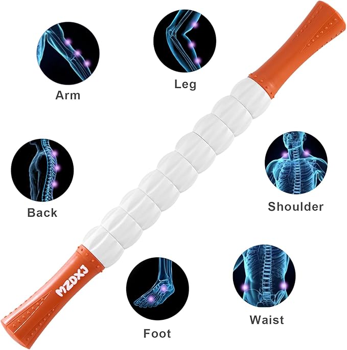 Muscle Roller Stick, Massage Stick for Full Body Relaxation, Relieves Muscle Soreness, Tension, Stiffness, for Shoulders, Neck, Back, Legs, Arms, Deep Tissue Massager(Orange)