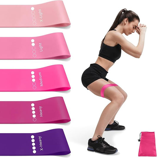 Resistance Bands for Working Out, Exercise Bands Resistance Bands Set with 5 Resistance Levels, Multi-Colored Workout Bands for Indoor & Outdoor Fitness, Leg Strength Training, Yoga