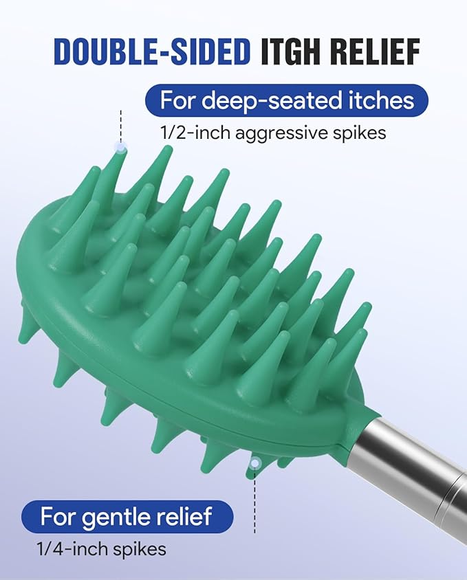 Gelibo Telescoping Back Scratcher with 5Pcs Detachable Heads,Fathers Day Dad Gifts from Wife Daughter Son,Mens Gifts,Husband, Extendable Back Massager Tool with Beautiful Box - Cyan