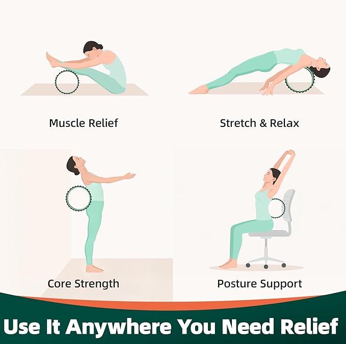 Back Roller for Back Pain Reliefn & Stretching, Deep Tissue Massage Roller Supports Up to 530 lbs / 240 kg, 5.5''-7.5'' Curved Foam Roller for Home Stretching & Physical Therapy