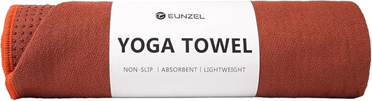 Eunzel Hot Yoga Towel - Microfiber Non Slip Yoga Mat Towel with Grip Dot Sweat Absorbent Towel for Hot Yoga, Pilates and Fitness 72" x 24", Sedona Red/Orange