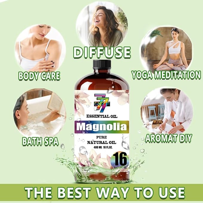 Magnolia Essential Oil (16 oz / 480 ml) – Magnolia Oils for diffusers, humidifiers, Home Baths, Cleaning Products, Yoga, DIY Soaps and DIY Scented Candles