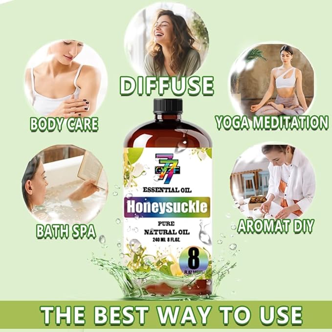 Honeysuckle Essential Oil (8 oz / 240 ml) – Honeysuckle Oils for diffusers, humidifiers, Home Baths, Cleaning Products, Yoga, DIY Soaps and DIY Scented Candles
