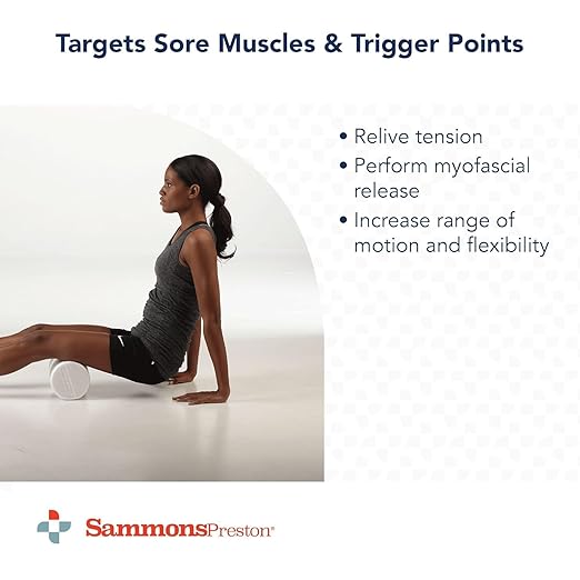 Sammons Preston Foam Therapy Roll, Round 3" x 36" High Density Foam Roller for Exercise, Massage, Balance, Yoga, Physical Therapy, and Flexibility, Ideal for Home, Gym, or Studio