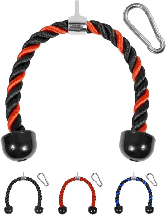 Yes4All Deluxe Tricep Rope Cable Attachment, 27 & 36 inch with 4 Colors, Exercise Machine Attachments Pulley System Gym Pull Down Rope with Carabiner