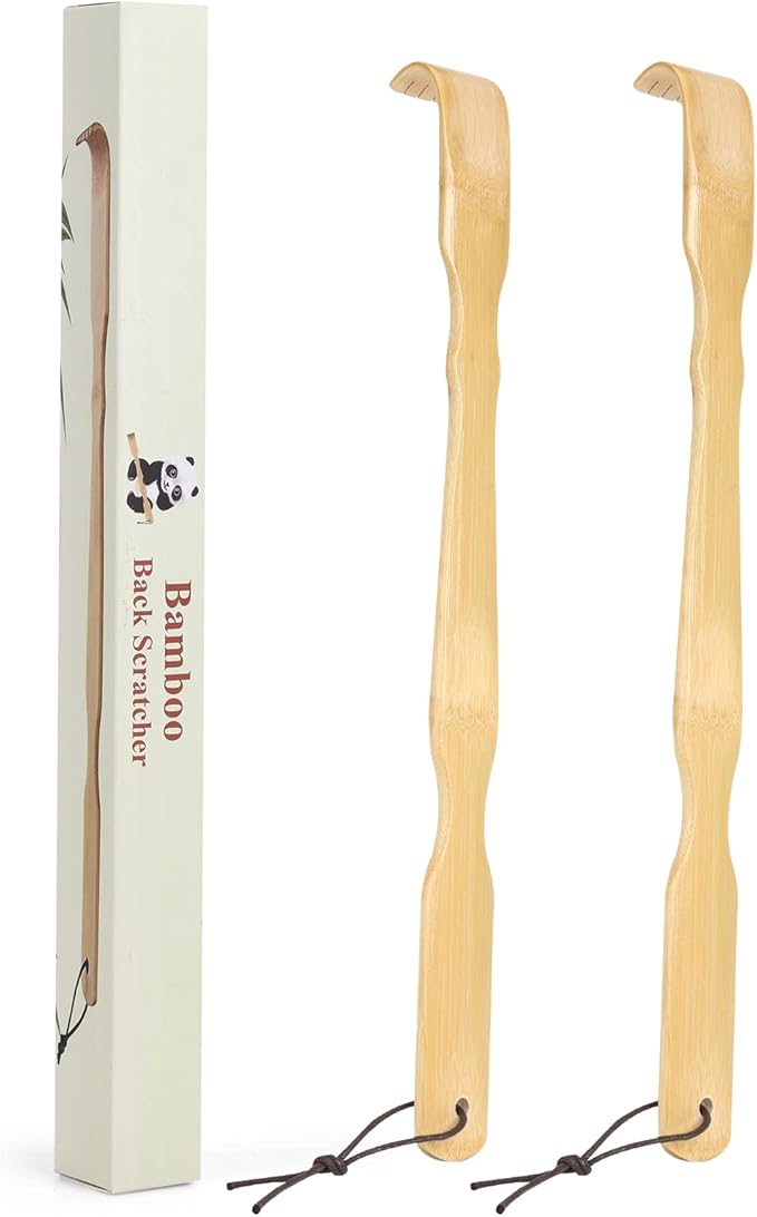 2 Pack Wooden Bamboo Back Scratcher, 17 Inch Long Handle Back Scratchers for Adults Men Women, with Beautiful Gift Packaging