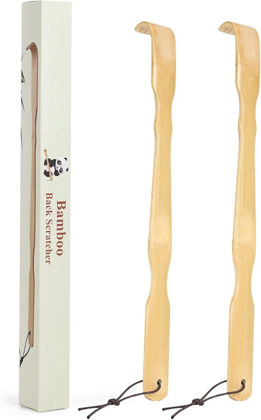 2 Pack Wooden Bamboo Back Scratcher, 17 Inch Long Handle Back Scratchers for Adults Men Women, with Beautiful Gift Packaging