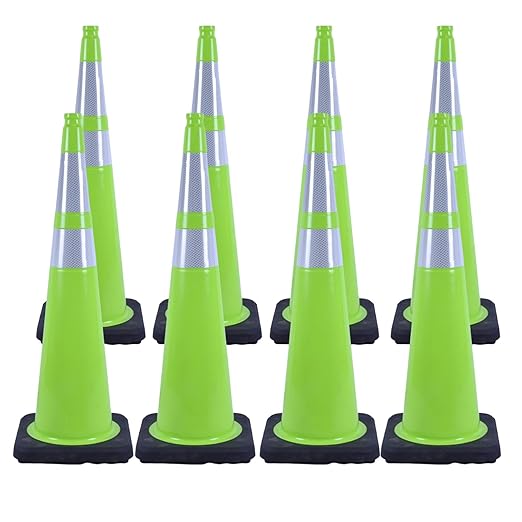 BESEA 8Pack 36” inch Traffic Cones Blue Road Parking Cones Construction Safety Cone Structurally Stable for Traffic Control(Green Color)