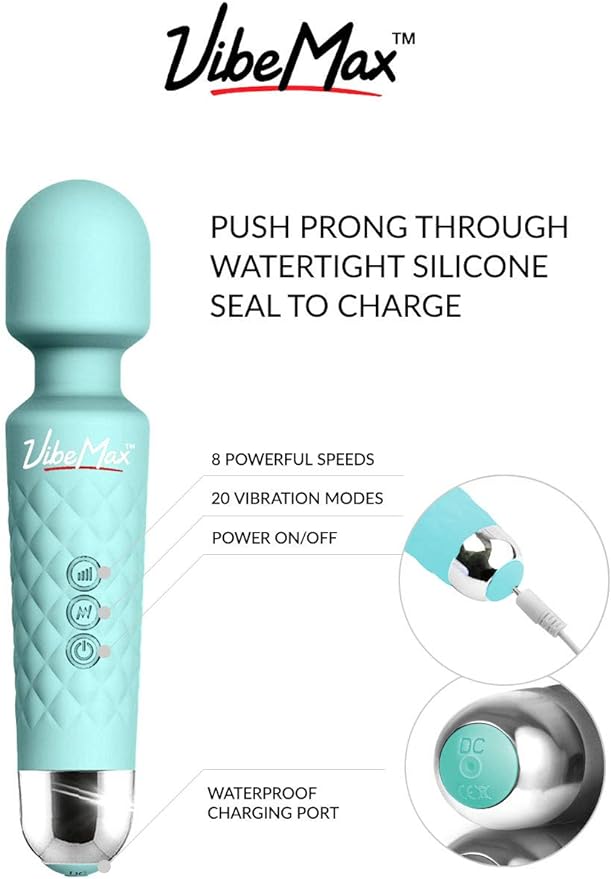 Rechargeable Personal Massager - Powerful Multi Speed Vibration - Whisper Quiet - Waterproof - for Muscle Tension Relief in Neck, Back, Shoulders, Legs and Feet - Turquoise