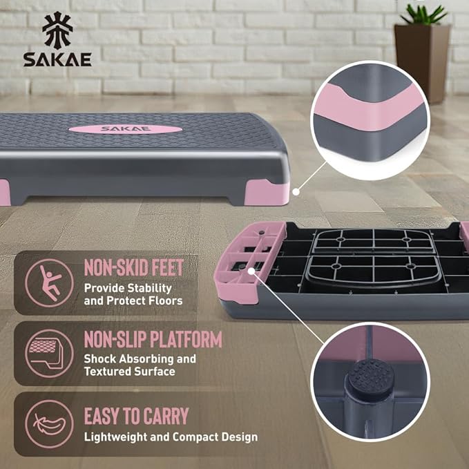 Aerobic Stepper Set with Dumbbells & Measuring Tape, Adjustable Height 2 Level Risers Workout Exercise Step Platform, 4 Colors, the Ultimate Gift for a Joyful Holiday and Merry Christmas