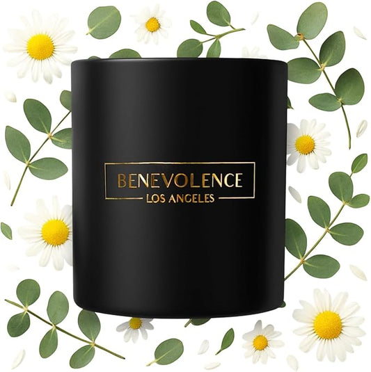 Benevolence LA Eucalyptus & Chamomile Scented Candle | Soy Candles, Black Candle for Home | Gifts for Women and Men | Home Fragrance | Aromatherapy | 8oz, 45 Hour Burn