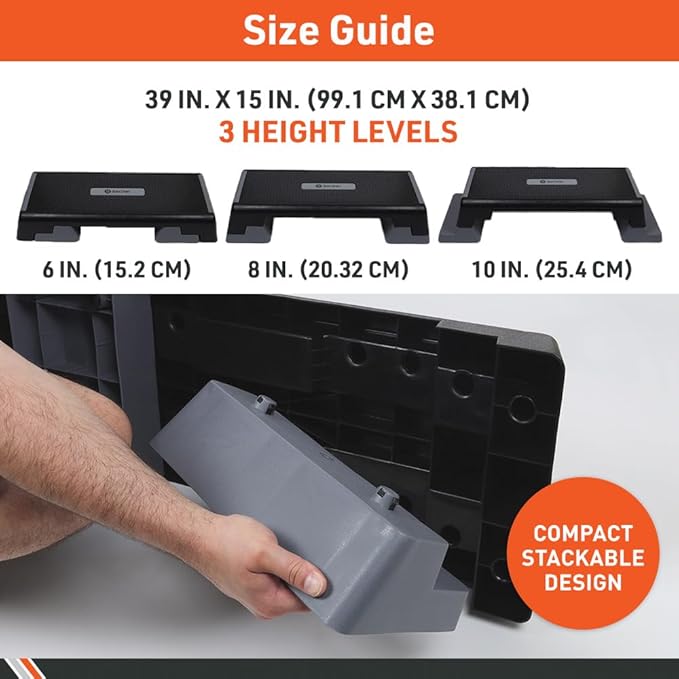 Body Sport® Aerobic Step – Step Aerobics Platform – Workout Equipment – Exercise Step Platform – Gray/Black