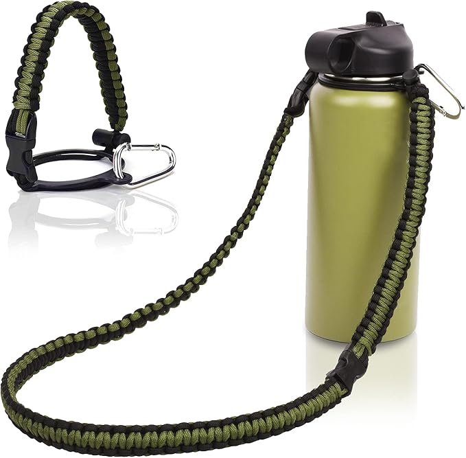 Wongeto Paracord Handle Carrier Holder with Shoulder Strap,Compatible with Hydro Flask Wide Mouth Water Bottles
