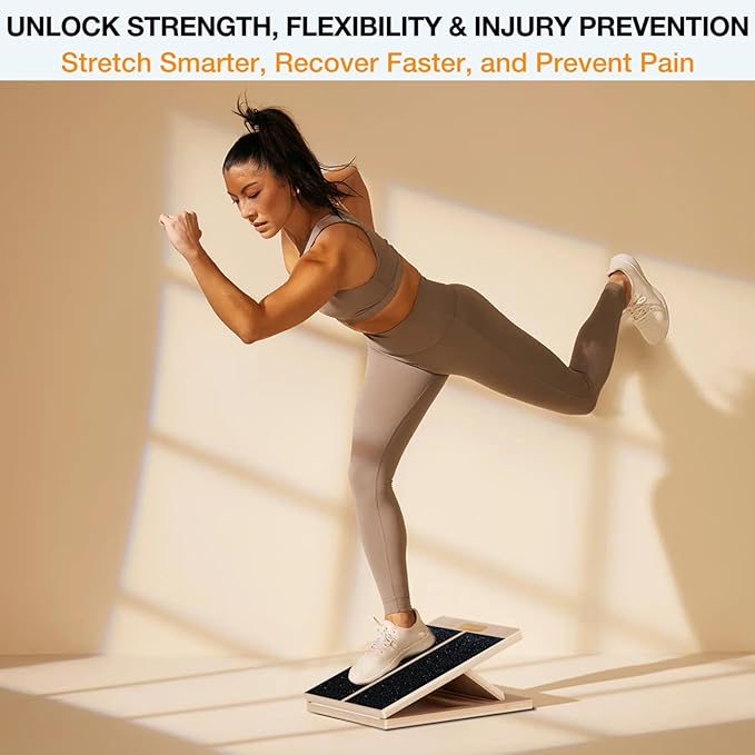 TEMI Slant Board for Calf-Stretching - Wooden Incline Wedge Stretcher for Squats, Foot & Ankle Mobility, Portable Fitness Equipment, Balance Block