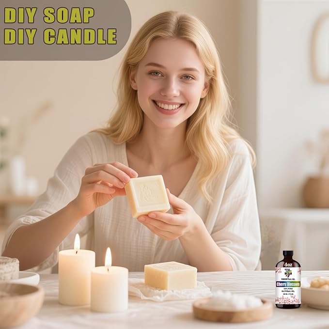 Cherry Blossom Essential Oil (4 oz/120 ml) — Cherry Blossom Oils for Aromatherapy, diffusers, humidifiers, Home fragrances, DIY Skincare, soap Making, DIY Candle, Relaxation, Yoga, and Meditation