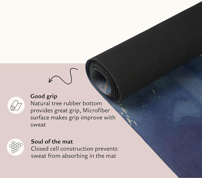 Shakti Warrior Suede yoga mat - Premium Printed Natural Eco-friendly Non-Slip Mat Great for Hot Yoga, Pilates, Workouts (72 inch x 24 inch x 3mm thick)