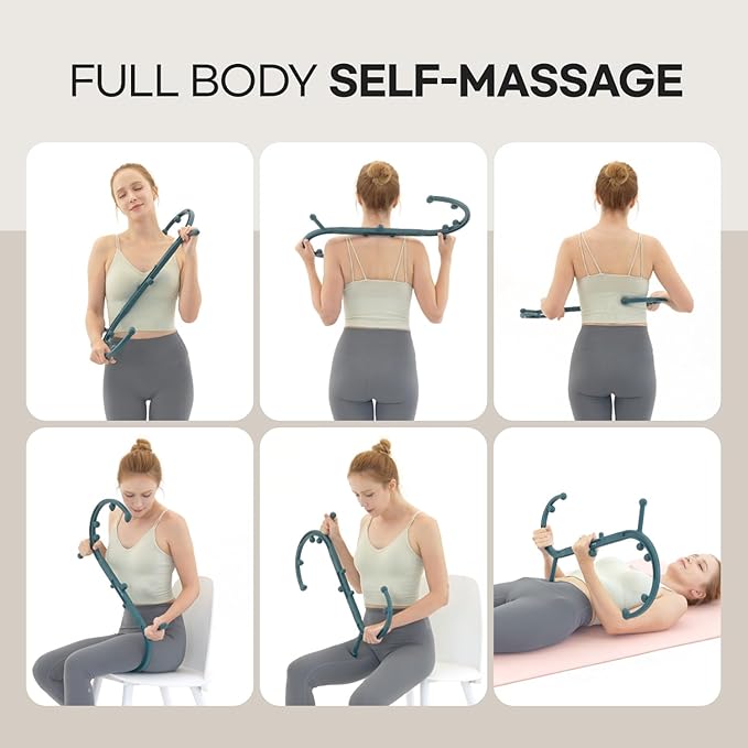 HuBDIC HubiCare Massage Stick, Trigger Point Cane, Body Deep Tissue, Handheld Back, Neck, Shoulder, Leg and Feet, Muscle Release Tool Self Massage Hook Cane for Women & Men (Black)