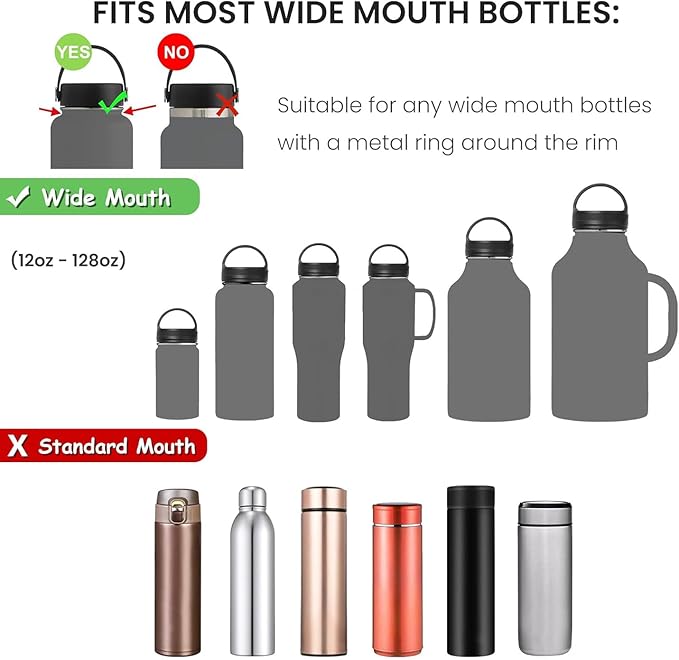 Wongeto Paracord Handle Carrier Holder with Shoulder Strap,Compatible with Hydro Flask Wide Mouth Water Bottles