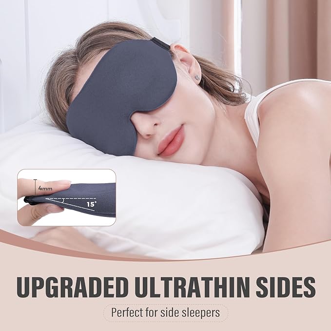 YIVIEW Sleep Mask for Side Sleeper, Complete Light Blocking 3D Sleeping Eye Mask, Soft Breathable Eye Cover for Women Men, Relaxing Zero Pressure Night Blindfold