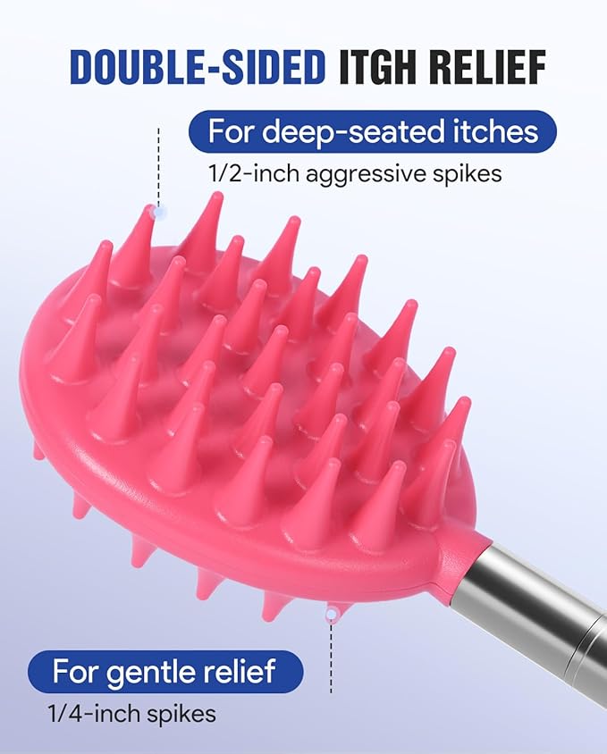 Gelibo Telescoping Back Scratcher with 5Pcs Detachable Heads,Fathers Day Dad Gifts from Wife Daughter Son,Mens Gifts,Husband, Extendable Back Massager Tool with Beautiful Box - Pink