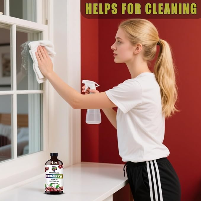 Cherry Essential Oil (4 oz / 120 ml) – Cherry Oils for diffusers, humidifiers, Home Baths, Cleaning Products, Yoga, DIY Soaps and DIY Scented Candles