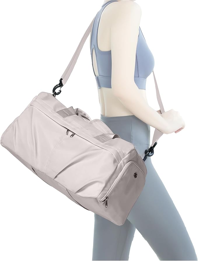 Gym Bag for Women Duffle Bag with Shoe Compartment Yoga Mat Bag Sports Workout Bag Weekend Overnight Bag, Light Pink