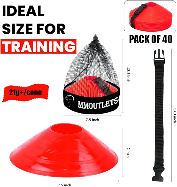 75/50/25 Pack, Pro-Grade Soccer Training Cones Set, Durable Agility Soccer Cones with Carry Bag & Strap Holder Ideal for Sports Training, Football, Soccer, Basketball- Trusted by Coaches & Athletes