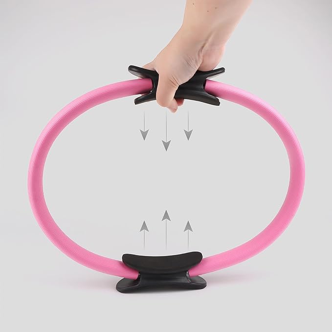 Phoenix Fitness Pilates Ring,Double Handle Exercise Circle Fitness Magic Circle Resistance Ring Dual Grip for Yoga Core Training,15 Inch