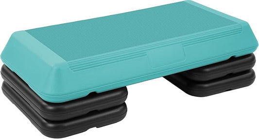 Fitvids Step Aerobic Platform, Exercise Step with 5 levels Adjustable Height, 4 Stackable Risers, Fitness Training Workout Stepper for Home Gym, Cardio Strength, Multiple Options