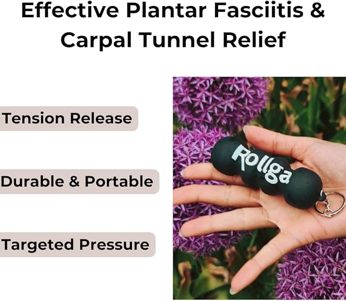 Rollga Micro - The Better Hand & Foot Roller for Plantar Fasciitis, Deep Tissue Massage, Physical Therapy, & Trigger Point Release. More Targeted Pressure Than A Lacrosse Ball. Solid Rubber.