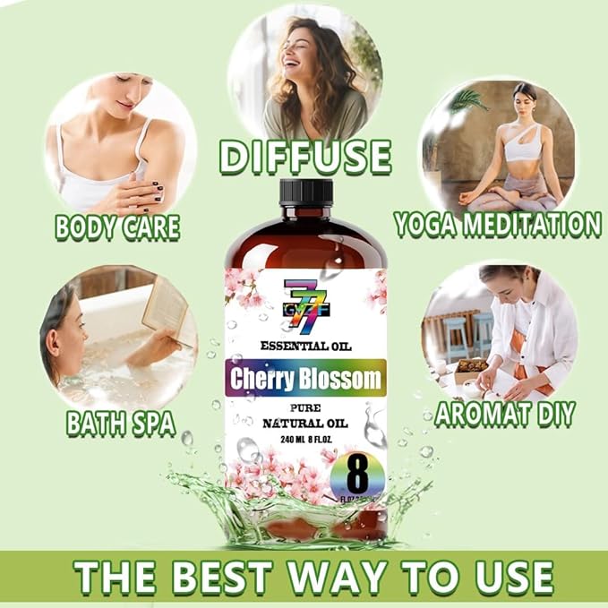 Cherry Blossom Essential Oil (8 oz / 240 ml) – Cherry Blossom Oils for diffusers, humidifiers, Home Baths, Cleaning Products, Yoga, DIY Soaps and DIY Scented Candles