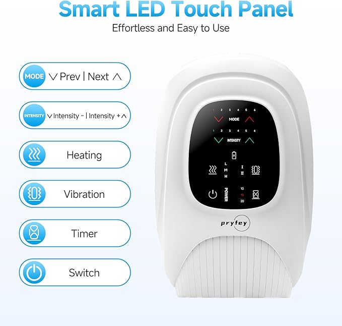 Hand Massager with Heat and Compression, Hand Massage with 2 Vibration 6 Modes 6 Intensities, Electric Hand Massager for Arthritis and Carpal Tunnel Relief, Christmas Gifts for Women Men, White