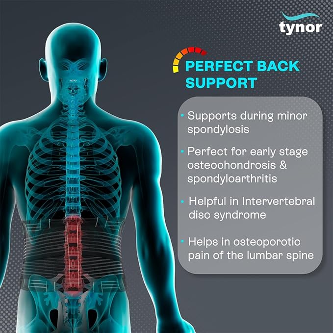 TYNOR Back Support Belt, Back Brace for Lower Back Pain,Breathable Lumbar Support Belt for Men & Women, Herniated Disc, Scoliosis & Lifting, Adjustable Straps with Lumbar Pad (Small, Premium Black)