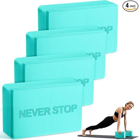 4 Pack Yoga Blocks Non Slip Pilates Brick Foam Blocks Pilates Dance Gymnastics Workout Fitness Props Tool for Stretching Meditation and Exercise