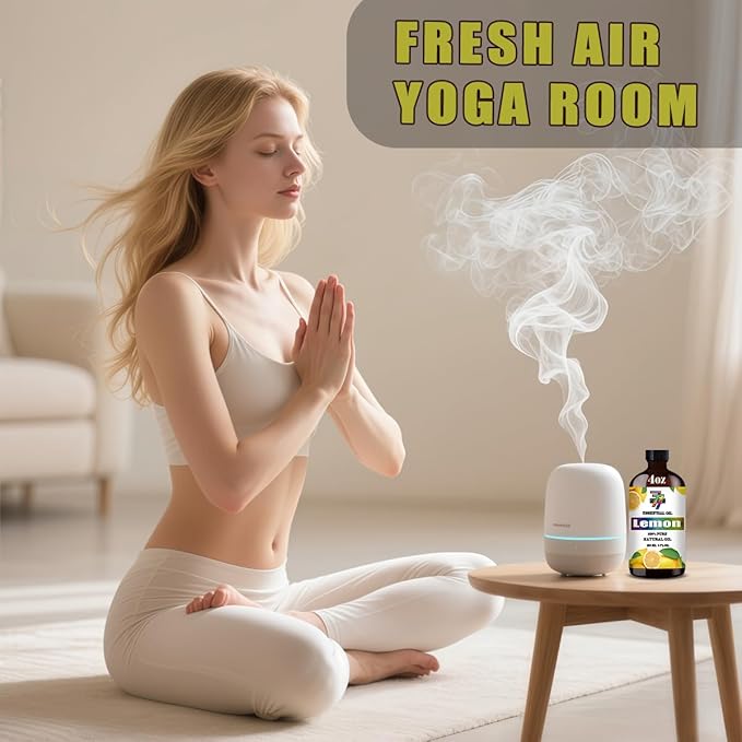 Lemon Essential Oil (4 oz/120 ml) — Lemon Oils for Aromatherapy, diffusers, humidifiers, Home fragrances, DIY Skincare, soap Making, DIY Candle, Relaxation, Yoga, and Meditation