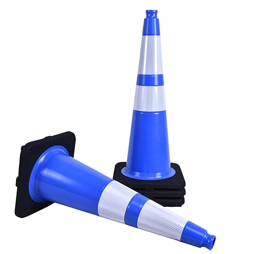 BESEA 8PACK 28 inch Traffic Safety Cones Blue Road Parking Cones 28" Heavy Duty Construction Cone Structurally Stable for Traffic Control at Public Place(8PCS)