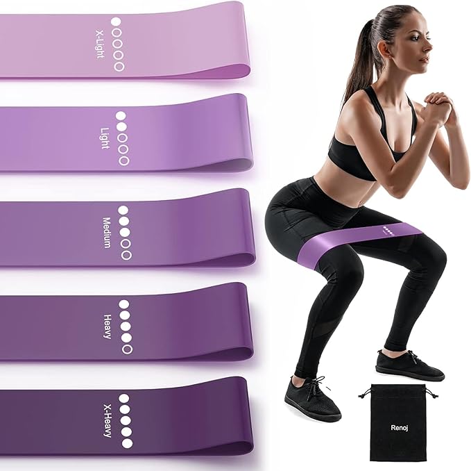 Resistance Bands for Working Out, Elastic Exercice Loop Bands for Physical Therapy, Yoga Starter Set of Stretch Bands for Booty Legs, Pilates Flexbands