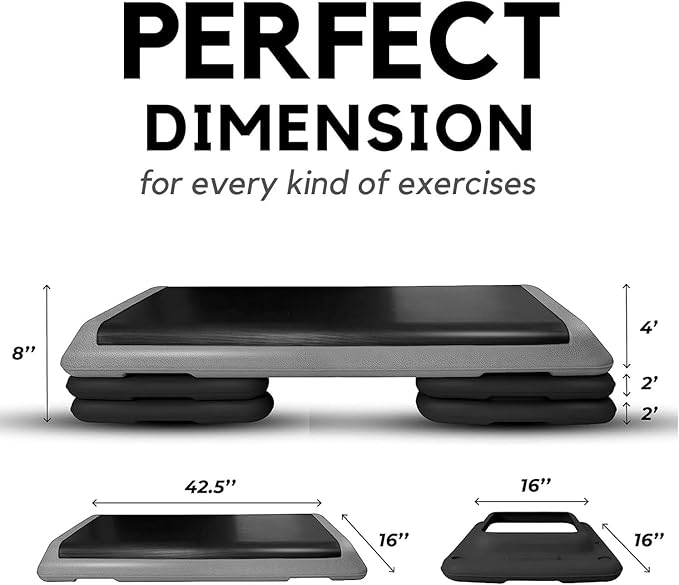 Yes4All Adjustable Workout Aerobic Exercise Step Platform Health Club Size with 4 Adjustable Risers Included and Extra Risers Options