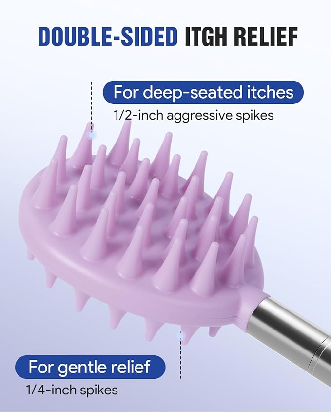 Gelibo Telescoping Back Scratcher with 5Pcs Detachable Heads,Fathers Day Dad Gifts from Wife Daughter Son,Mens Gifts,Husband, Extendable Back Massager Tool with Beautiful Box - Purple