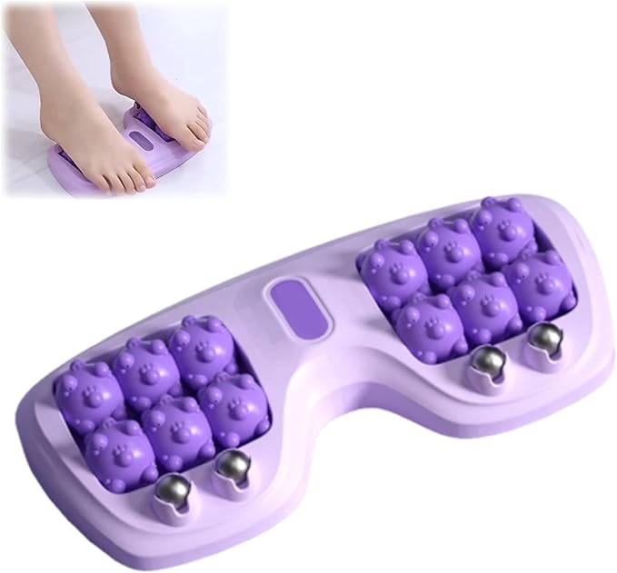 Portable Double Foot Massage Roller,Plantar Fasciitis Relief, Dual Foot Acupressure Therapy for Stress Relief and Improved Circulation, Portable Reflexology Tool for Home and Office Use (Purple)