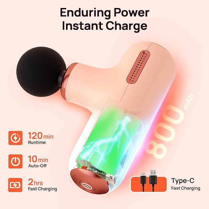 Super Mini Massage Gun, Deep Tissue Muscle Massager for Pain Relief, Portable 5-Speed Percussion Gun with 4 Attachments, Quiet for Athletes, Home, Office & Travel, Gift for Men & Women, Cream