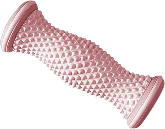 Ergonomic Foot Massager Roller - for Plantar Fasciitis Relief, Portable Reflexology Tool (Pink)